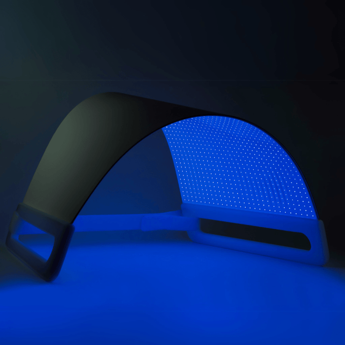 Illuminate Blue V1 arch panel glowing blue, front angle