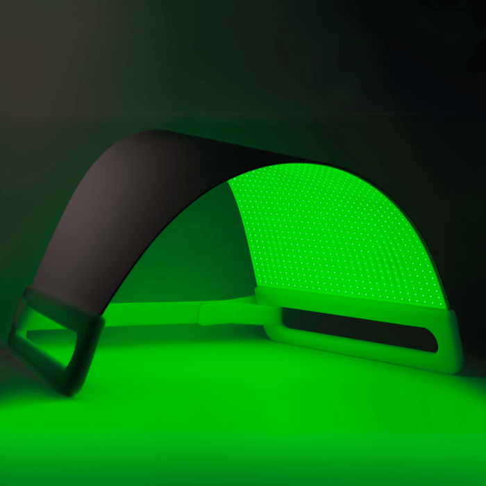 Illuminate Green panel glowing green, side angle